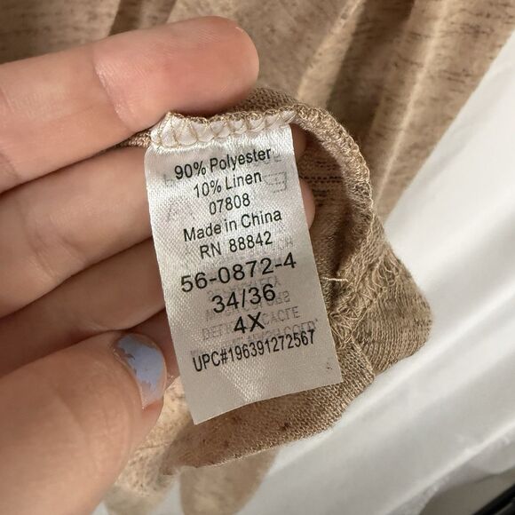 Woman Within Cardigan Women's 4X 34 36 Brown Open Front Linen Blend Short Sleeve - Picture 7 of 11